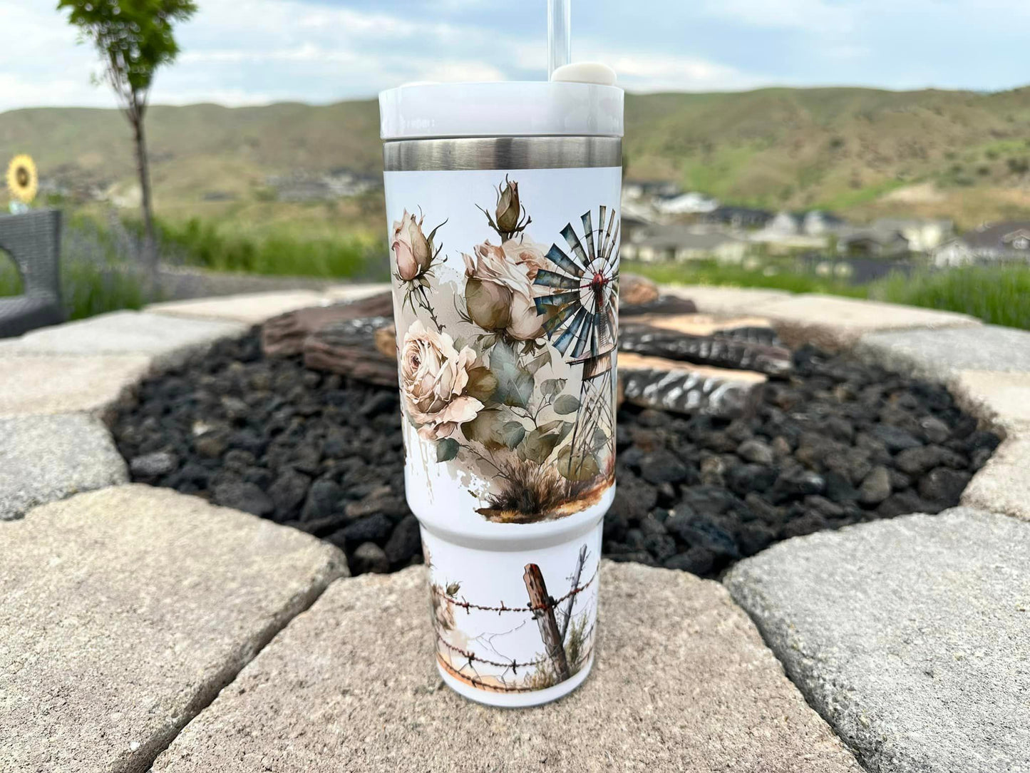 30 oz Tumbler with Handle - Just a Small Town Girl