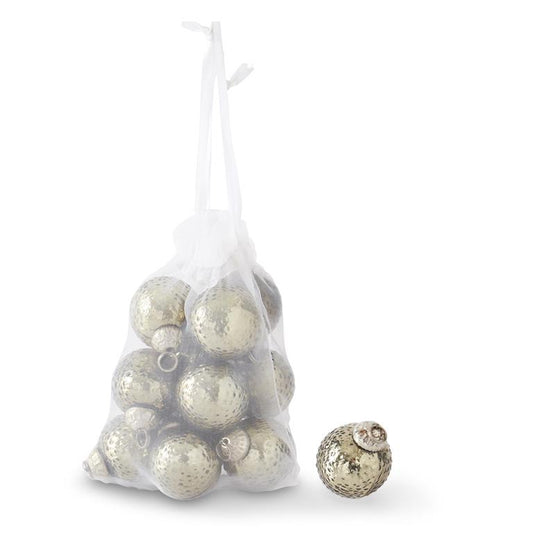 Bag of 12 1 Inch Mini Shiny Green Glass Ornaments