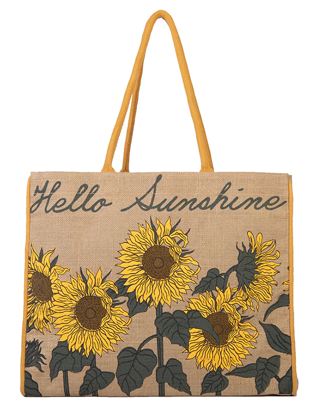 Hello Sunshine Burlap Tote, B-530