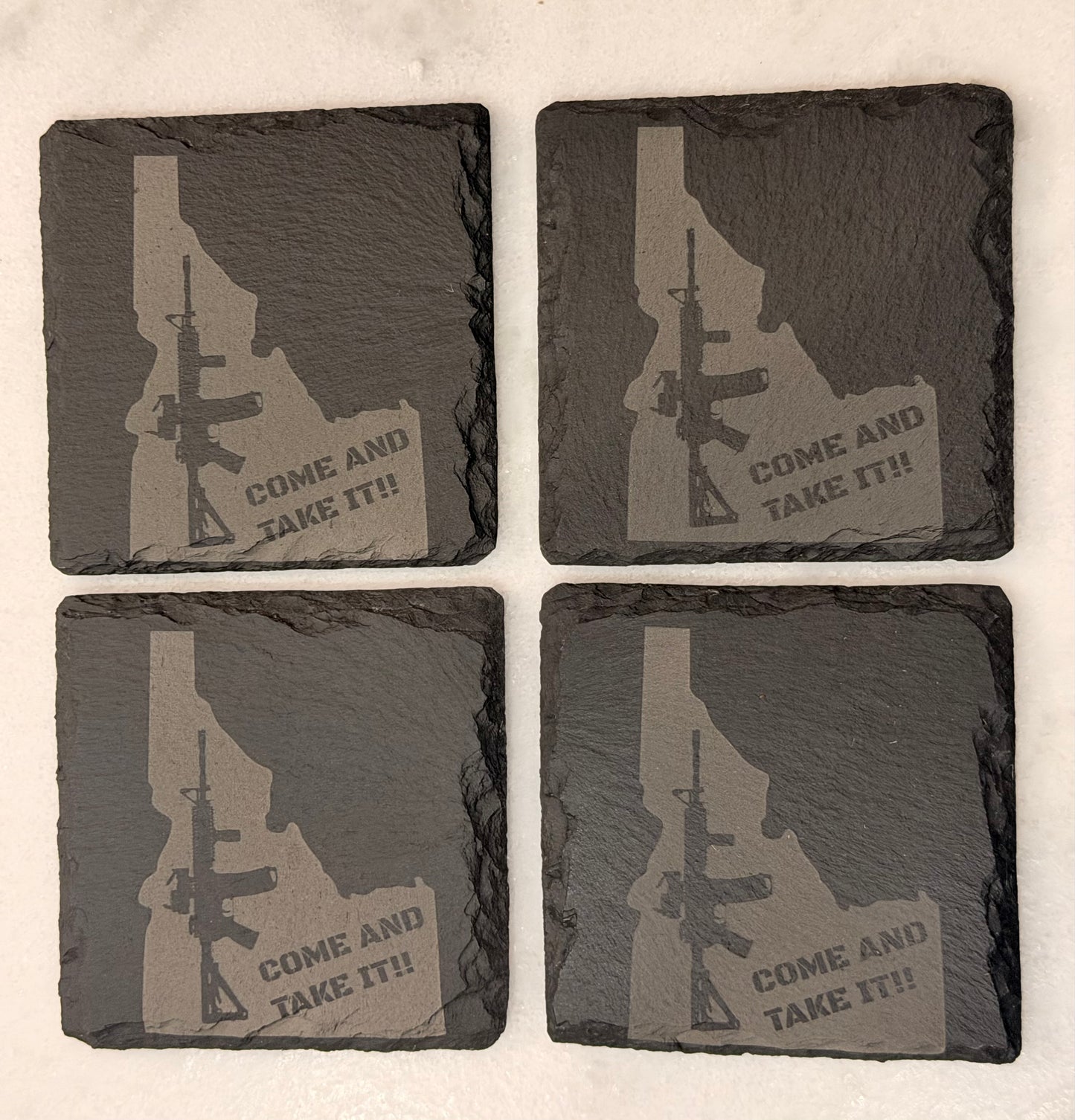 4" x 4" - Idaho State - Come and Take It with Anti-scratch Bottom Set of 4