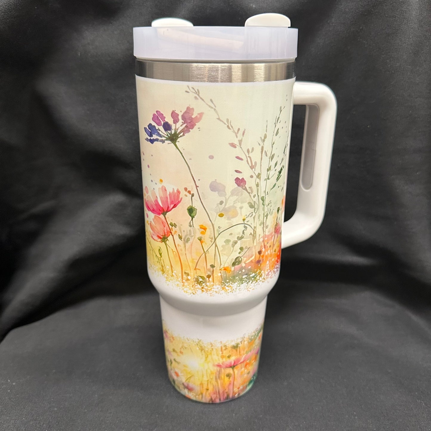 40 oz Tumbler with Handle - Wild Flowers