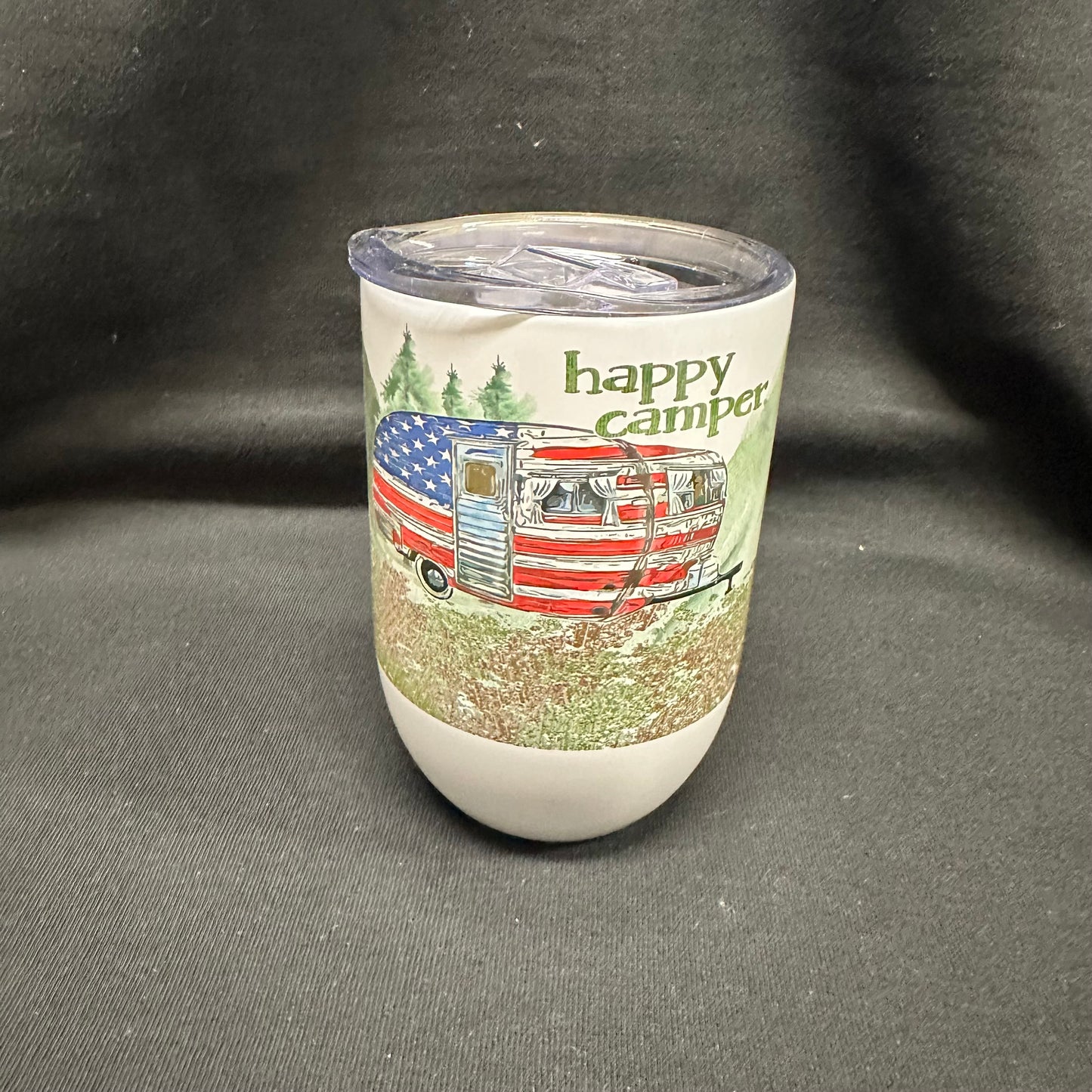 12 oz Wine Tumbler - Happy Camper