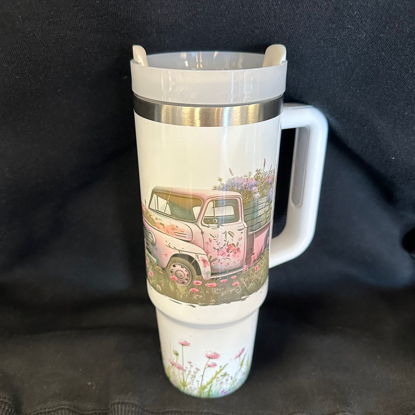 30 oz Tumbler with Handle - Take Time to Smell the Flowers