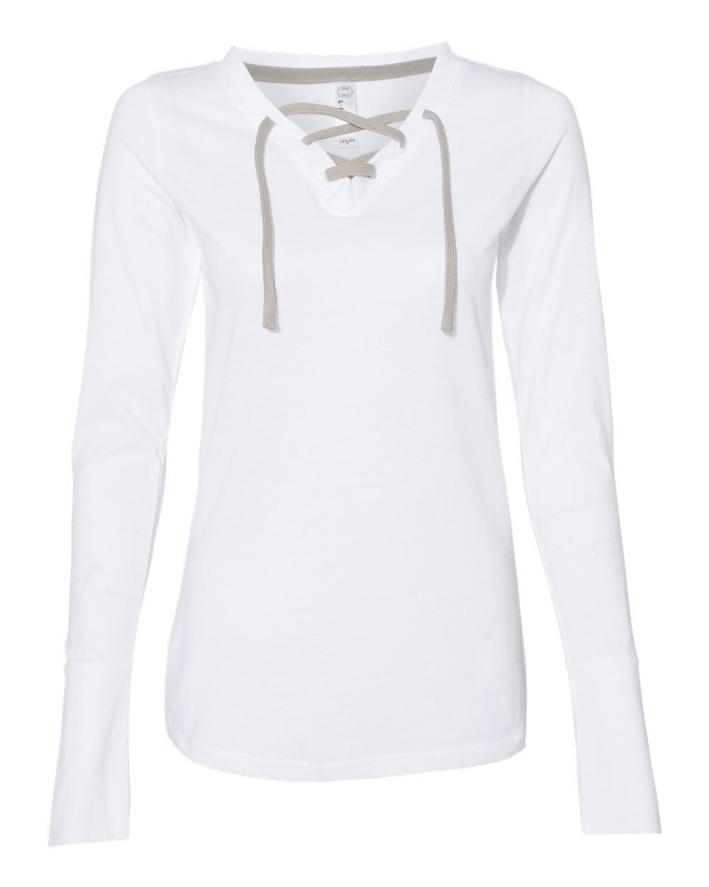 Women's Fine Jersey Lace-Up Long Sleeve T-Shirt