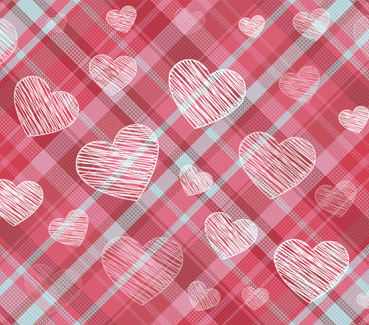 20 oz. Skinny Tumbler - Plaid Pink Hearts