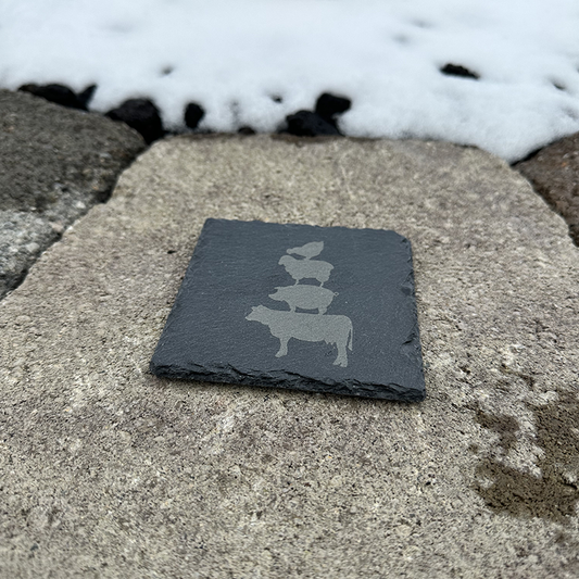 4" x 4" - Cow/Pig/Sheep/Chicken - Slate Drink Coaster with Anti-scratch Bottom