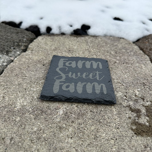 Farm Sweet Farm - Slate Drink Coaster with Anti-scratch Bottom