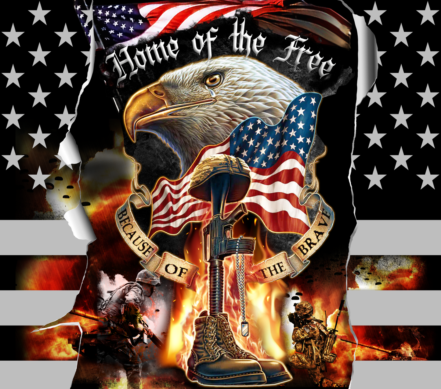 20 oz Skinny Tumbler - Home of the Free, Because of the Brave