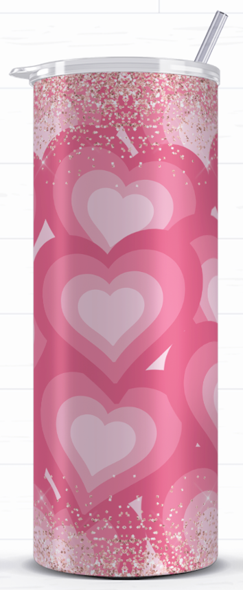 20 oz. Skinny Tumbler - Pink Hearts