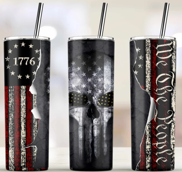 20 oz Skinny Tumbler - 1776 We the People Punisher
