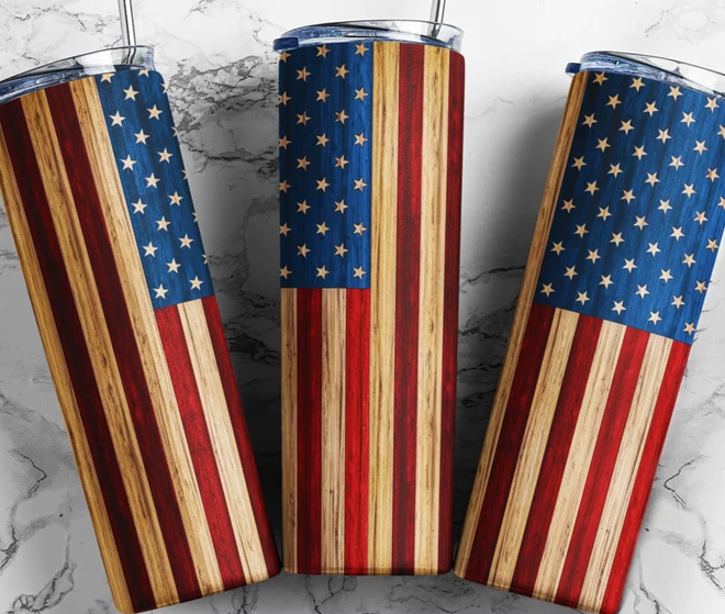 20 oz Skinny Tumbler - Old American Flag