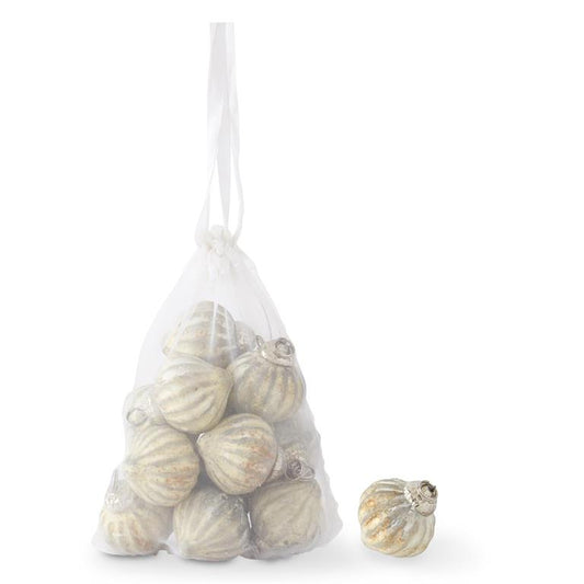 Bag Of 12 1 Inch Mini Matte Silver W/Gold Onion Ornaments