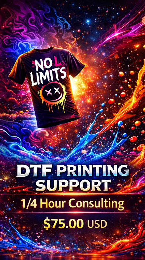 DTF Printing Support / 1/4 Hour Consulting $75.00