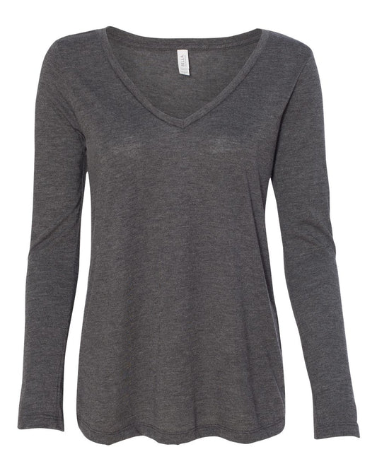BELLA + CANVAS - Women's Flowy Long Sleeve V-Neck Tee