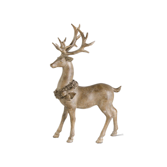 Resin Light Brown Deer W/Antique Finish Standing