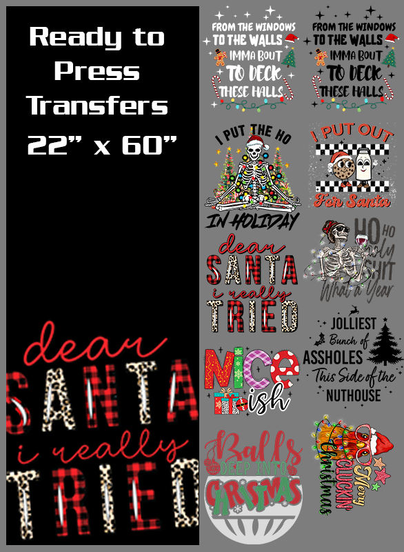 Ready to Press 22" x 60" Gang Sheet - Sassy Christmas Collection One