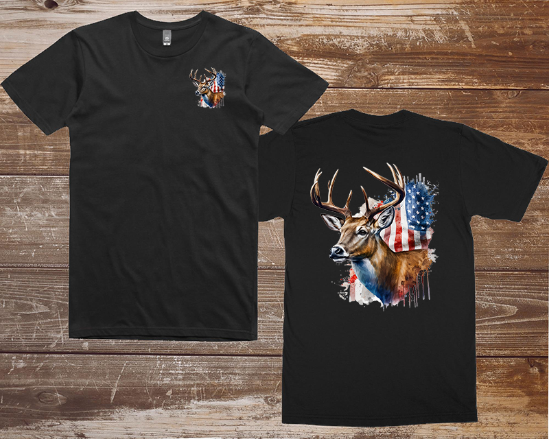 T-Shirt - Buck with American Flag