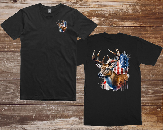 T-Shirt - Buck with American Flag