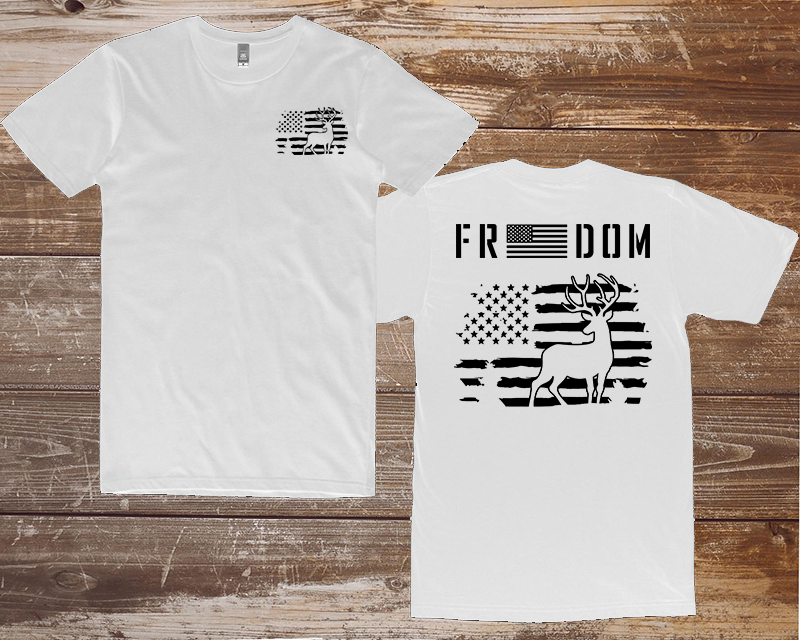 T-Shirt - Freedom - American Flag with Buck