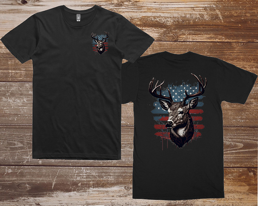 T-Shirt - Buck with American Flag v.2