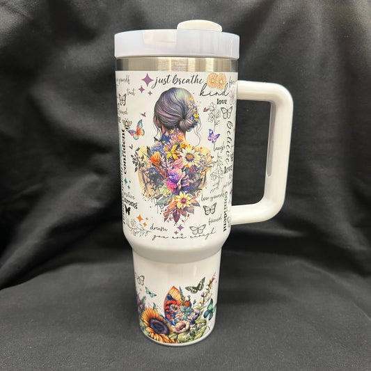 40 oz Tumbler with Handle - Affirmations