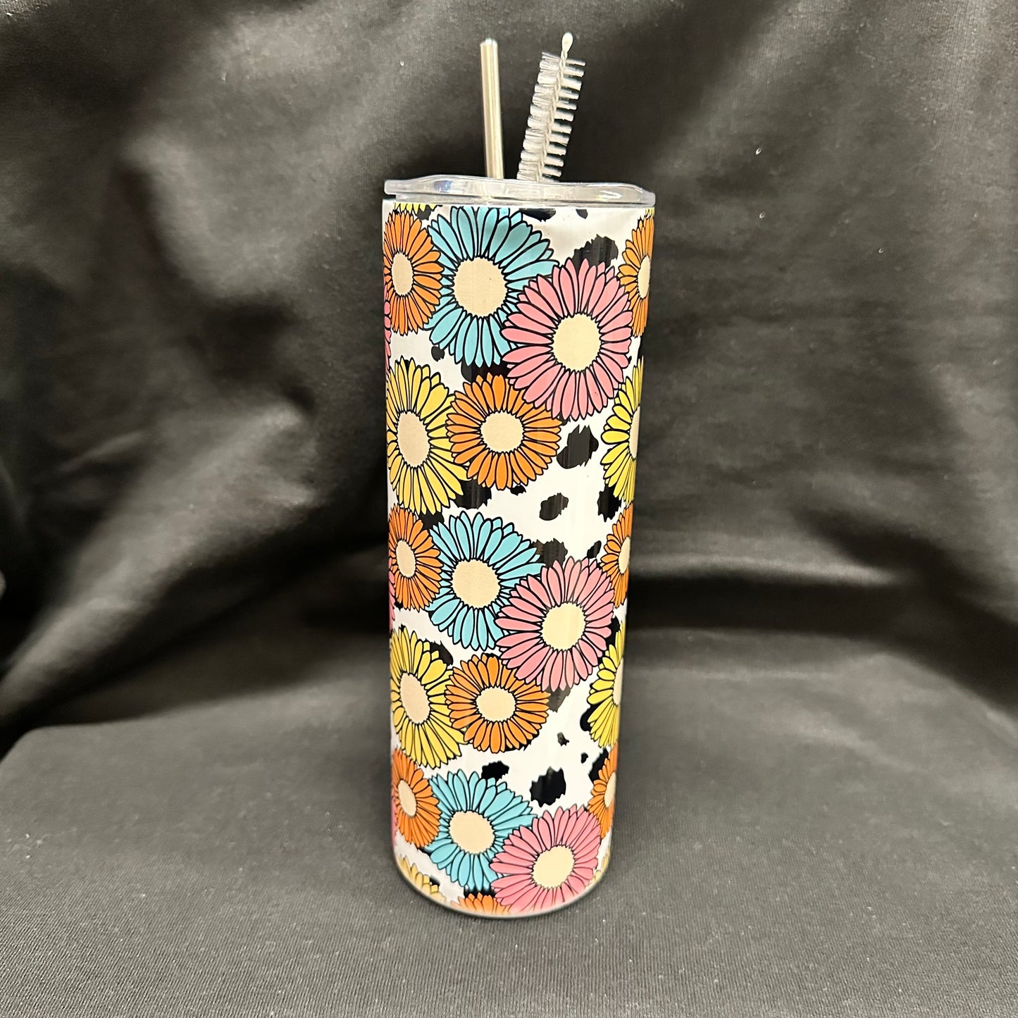 20 oz Skinny Tumbler with Handle - Flowers