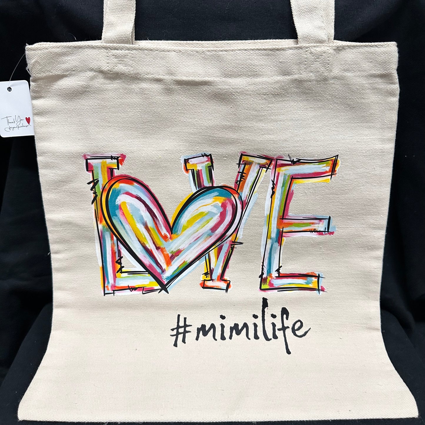 13" x 15" x .5" Tote Bag - LOVE - #mimilife