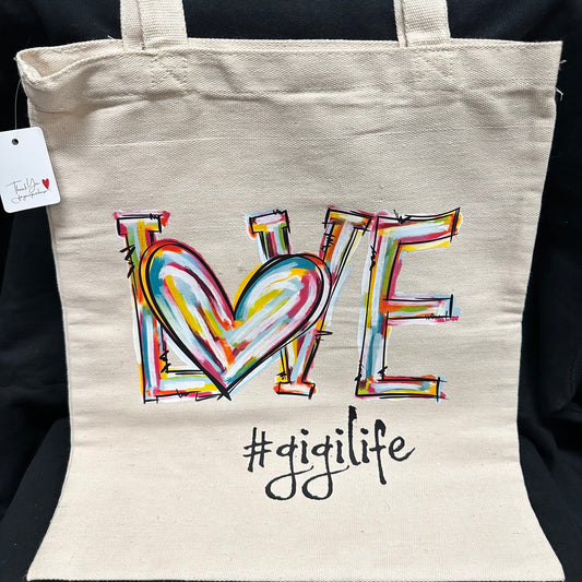 13" x 15" x .5" Tote Bag - LOVE - #gigilife