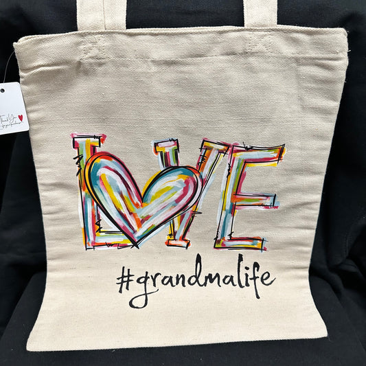13" x 15" x .5" Tote Bag - LOVE - #grandmalife