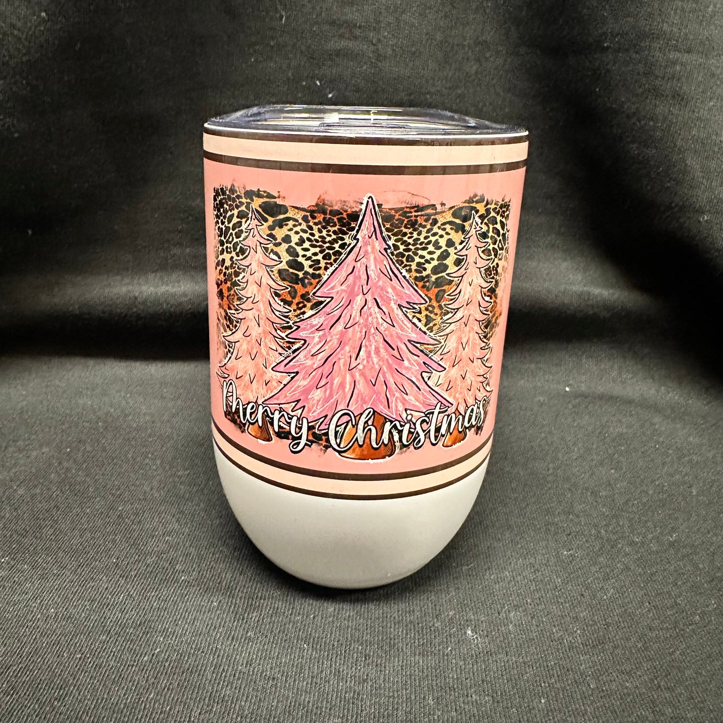 12 oz Wine Tumbler - Pink Merry Christmas