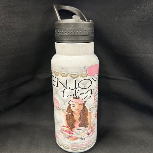 32 oz Water Bottle - Enjoy Today Brunette