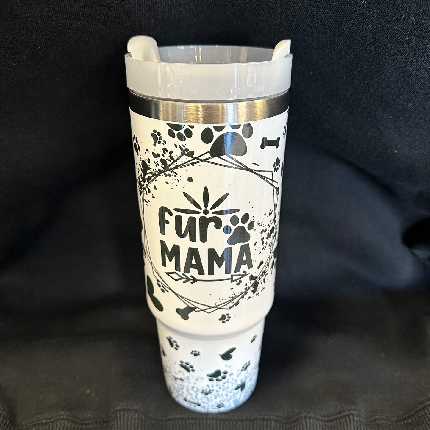 30 oz Tumbler with Handle - Fur Mama