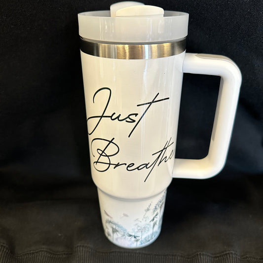 30 oz Tumbler with Handle - Just Breathe