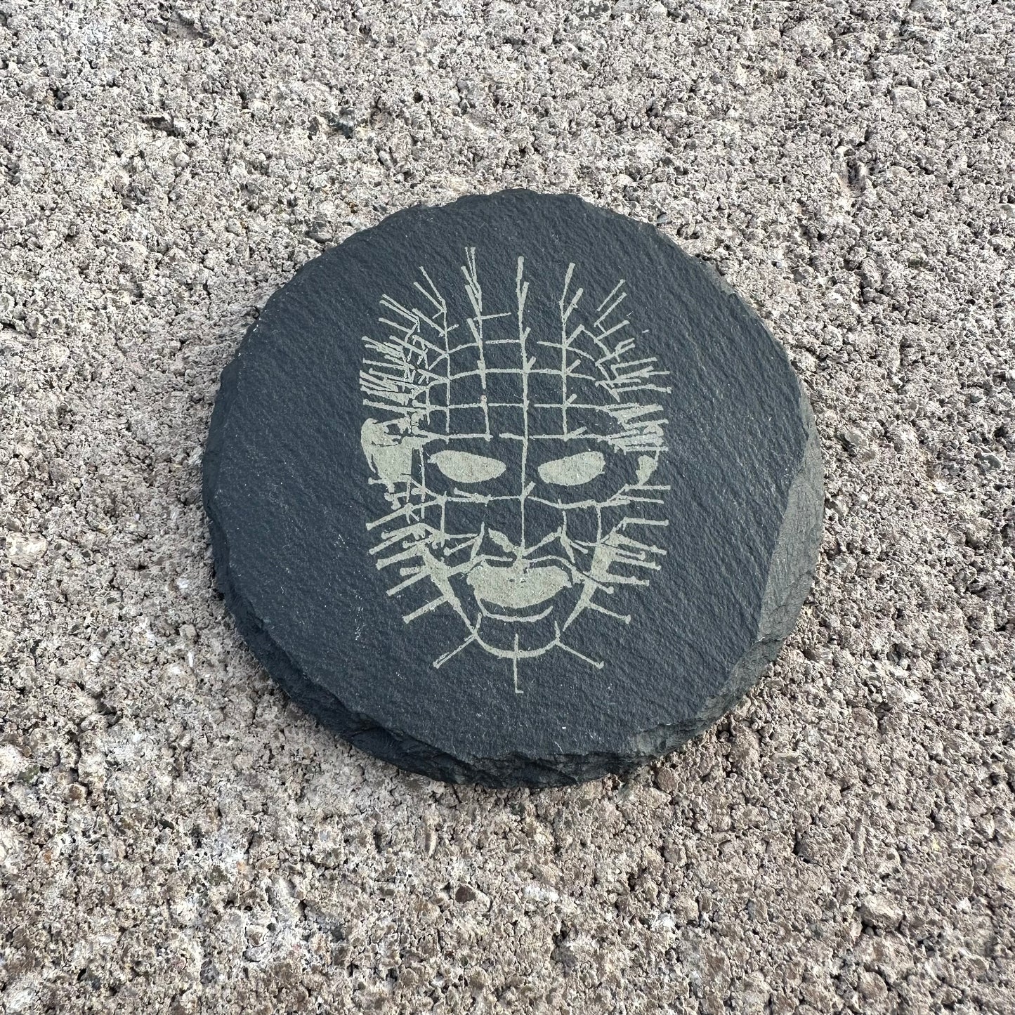 4" Round - Hellraiser Pinhead - Slate Drink Coaster with Anti-scratch Bottom