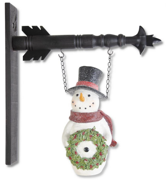 12 Inch Glittered Resin Snowman w/Wreath Arrow Replacement