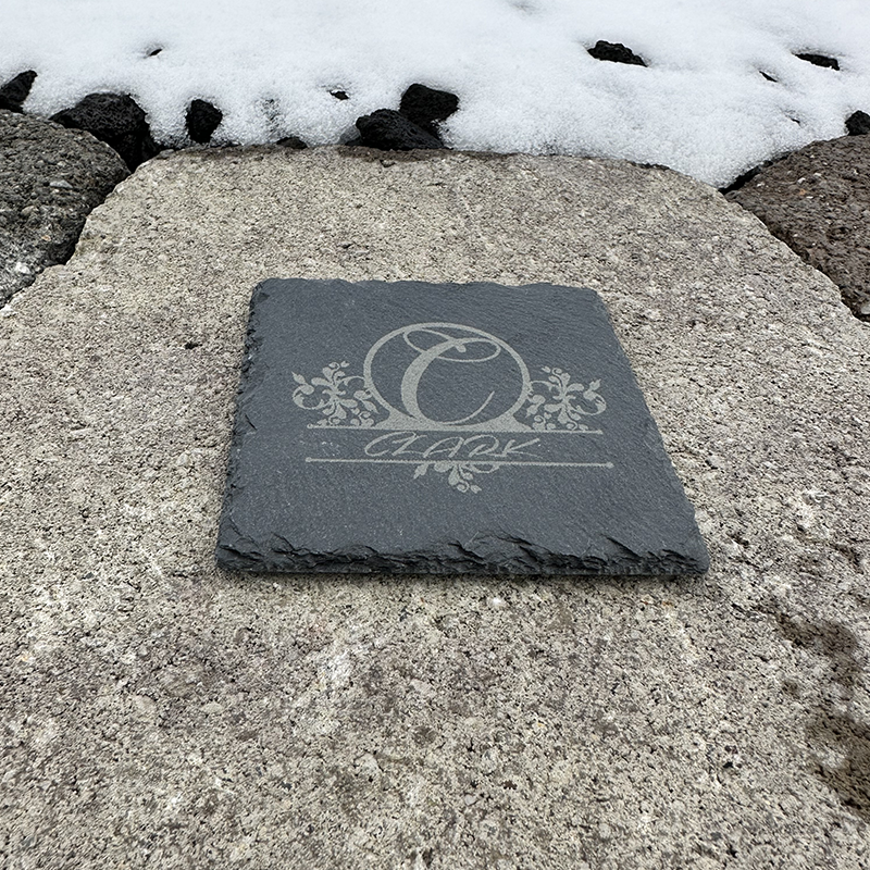 Custom Monogram - Slate Drink Coaster with Anti-scratch Bottom